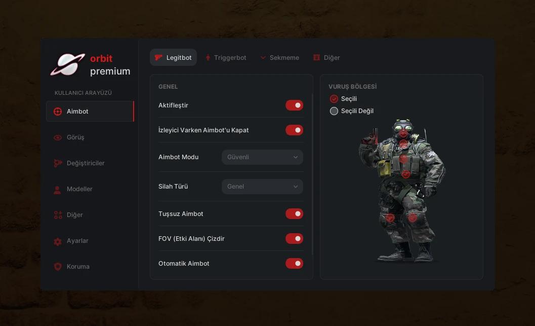 CS2 hile Aimbot ayarları menüsü